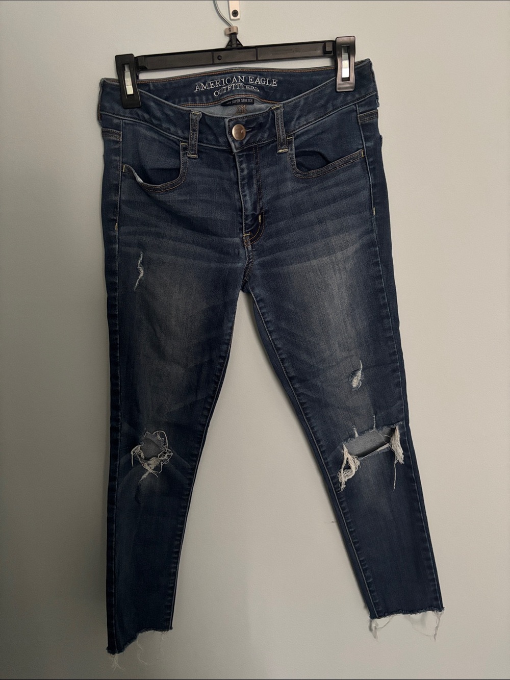 American Eagle Outfitters Dark Wash Distressed Skinny Jeans